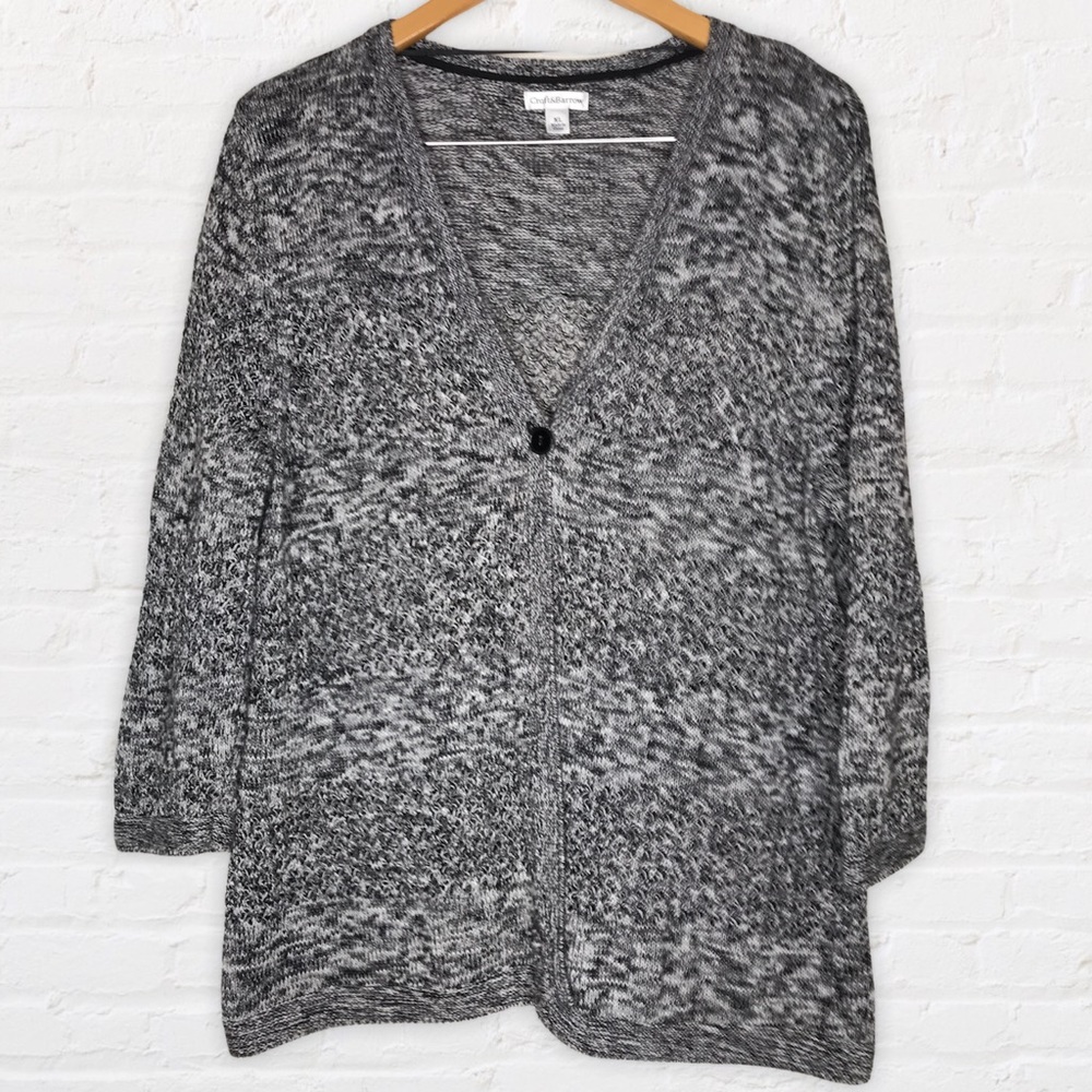 Croft & Barrow 1 button cardigan sweater Women’s size XL Black Gray